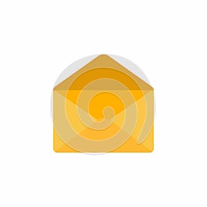 Opened empty golden yellow envelope icon sign flat design vector illustration isolated on white background